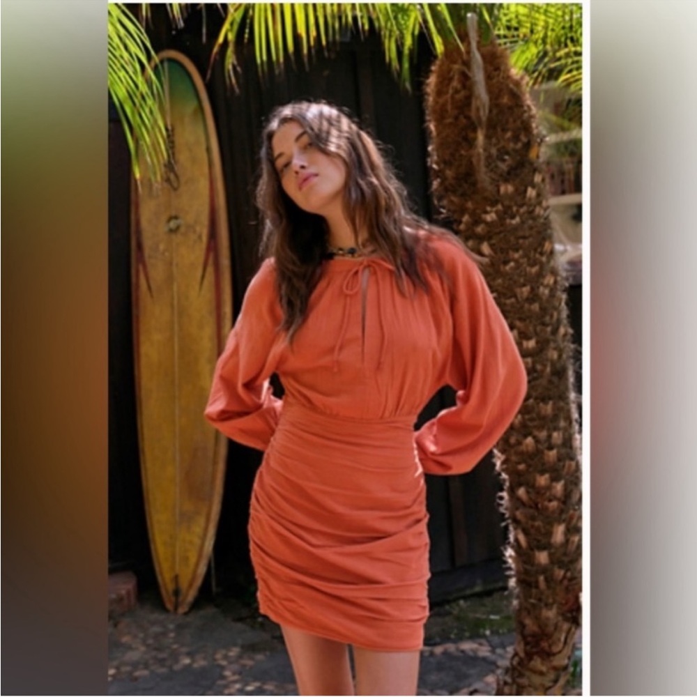 Free People The Only One Mini Endless Summer Dress Sz XS dk Brown rust